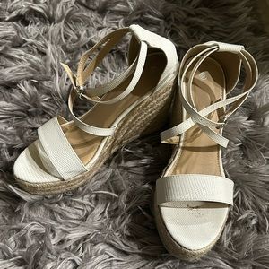 White Shein Espadrille Wedge Sandals